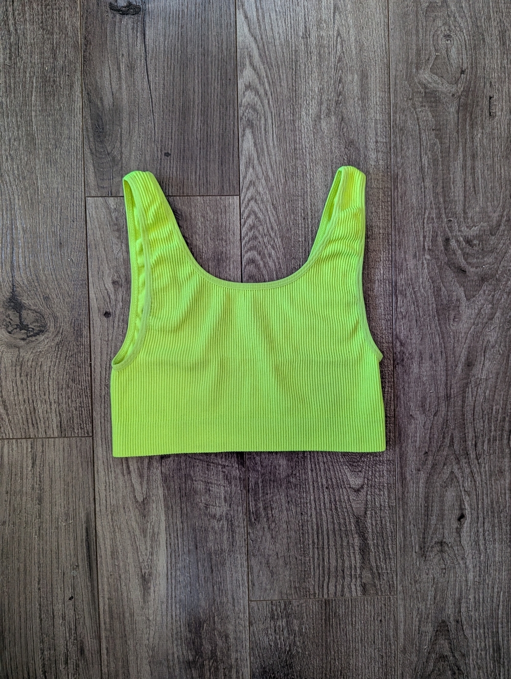 Aritzia Sunday Best Neon Lime Ribbed Bra Top
